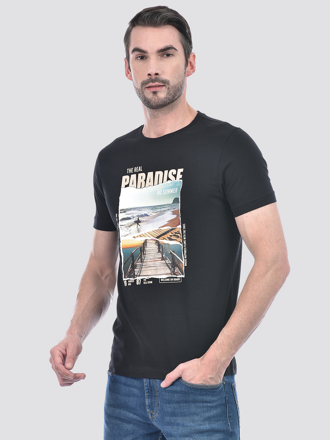 Numero Uno Men Graphic Print Black T-Shirt